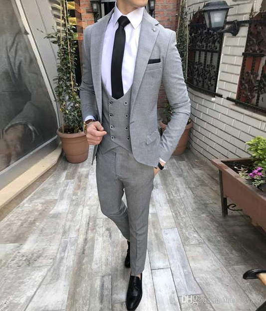 Grey Three-Piece Suit Men