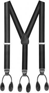 Black and Gray Striped Suspenders 