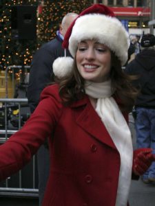 the Anne Hathaway Red Christmas Coat