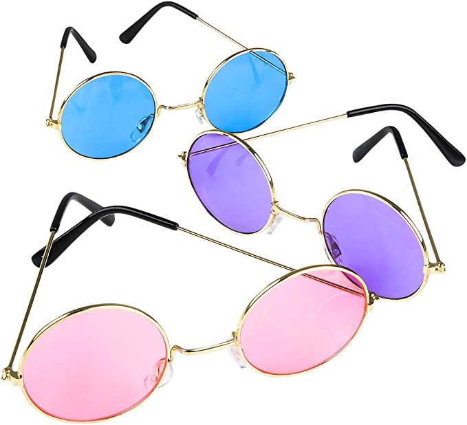 90s Retro Style Round Colored Lens Sunglasses 