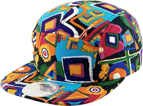 Multi Colored 90s Retro Flat Bill Pipe Hat 