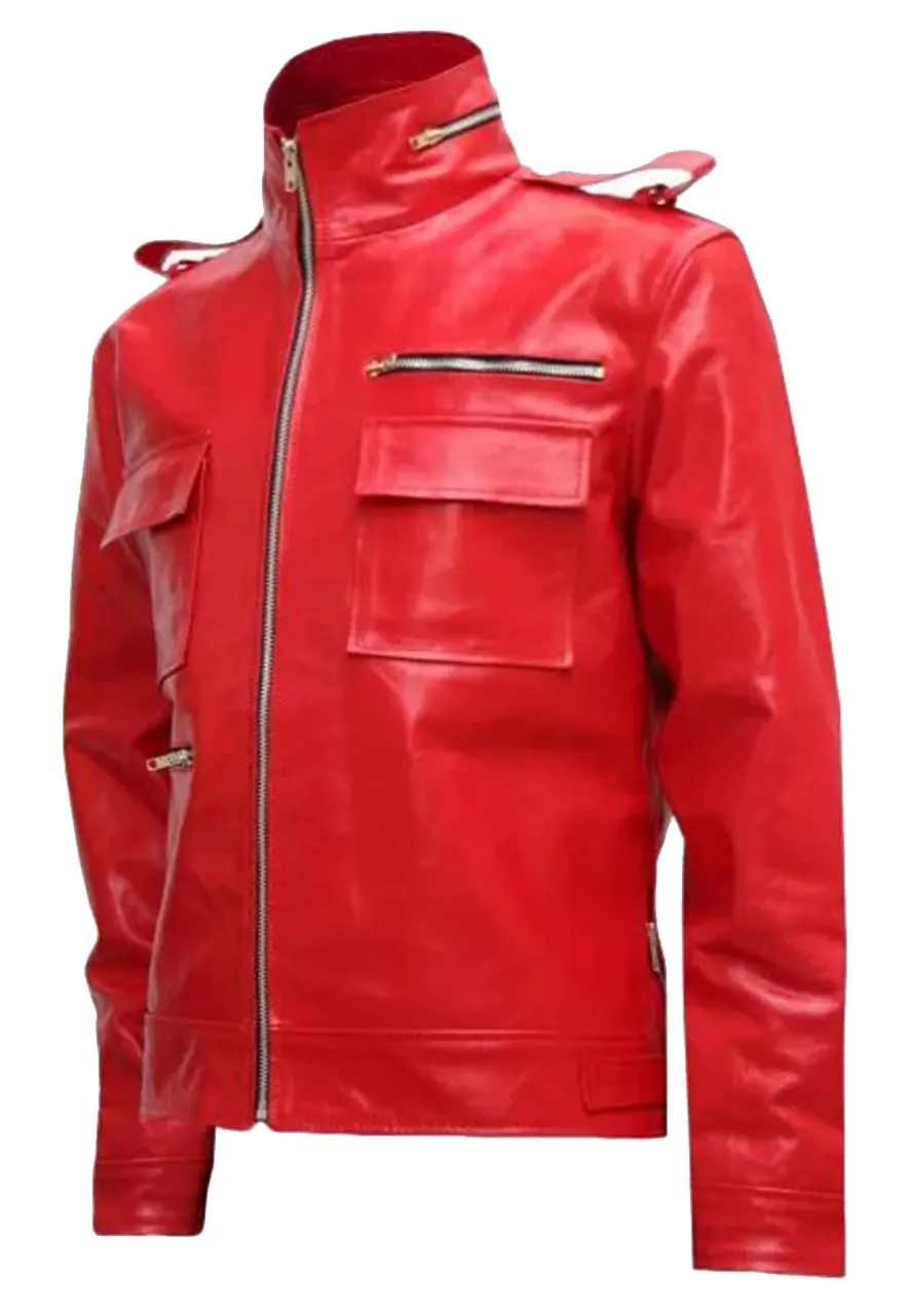 Flap Pocket Leather Jacket