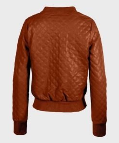 Alternative view of Stylish Tan Brown Quilted Womens Leather Jacket