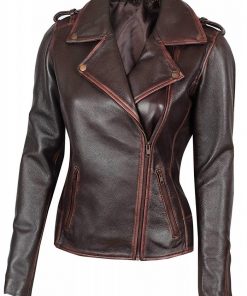 Alternative view of Asymmetrical Women's Dark Brown Leather Jacket