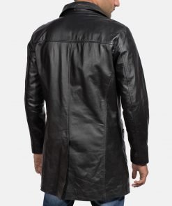 Alternative view of Mens Real Leather Black Trench Coat