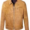Mens Brown Suede Trucker Leather Jacket