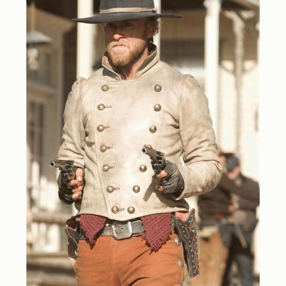 3 10 to Yuma Charlie Prince White Leather Jacket