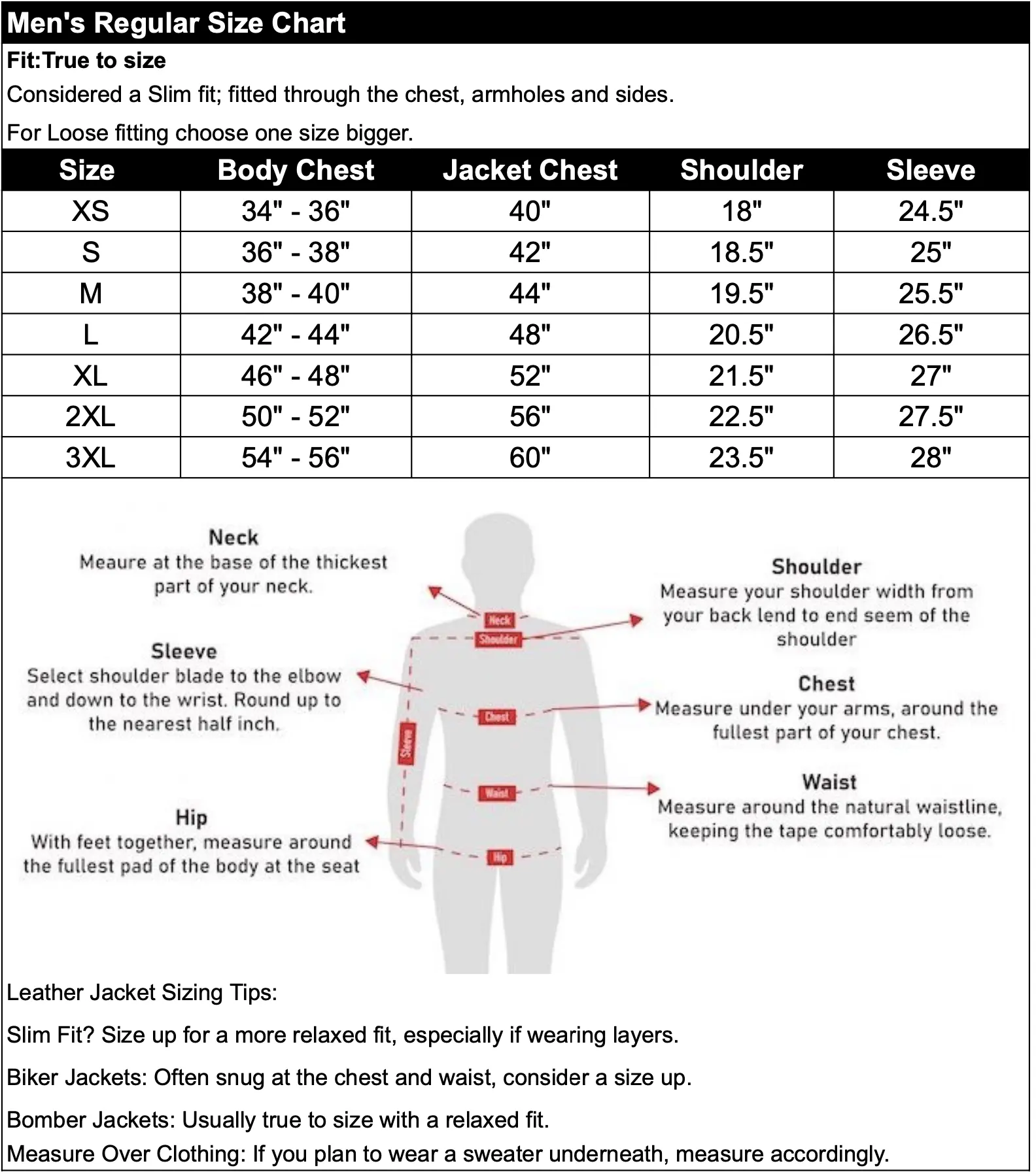 Men's Size Chart