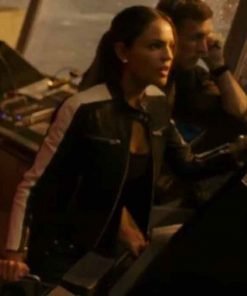 Godzilla Vs. Kong Eiza González Striped Leather Jacket