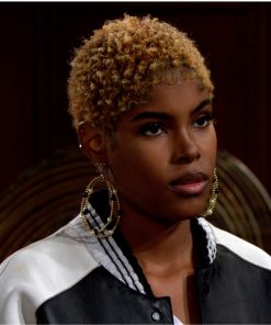 The Bold and the Beautiful Diamond White Bomber Leather Jacket