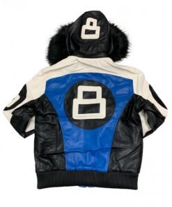 Men's 8 Ball White Black and Blue Jacket
