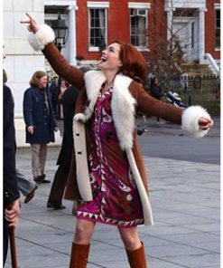 Modern Love Anne Hathaway Brown Suede Leather Coat