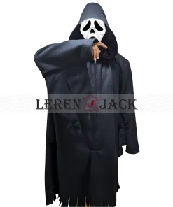 Scream 2022 Ghost Hooded Black Wool Coat