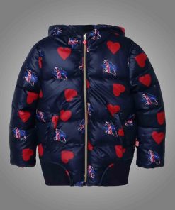 Womens Heart Rollerblade Print Puffer Jacket