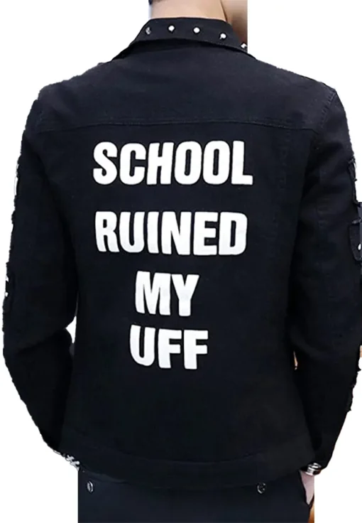 Men's School Ruined My Uff Denim Jacket - Image 3