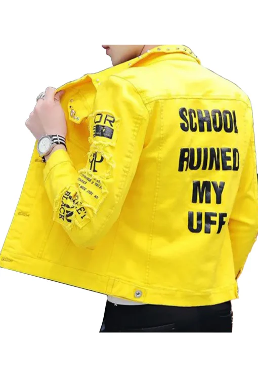 Men's School Ruined My Uff Denim Jacket - Image 5