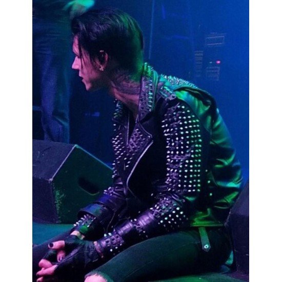 American Satan Andy Biersack Spiked Black Leather Jacket