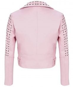 Summer Dutkowsky Pink Studded Leather Jacket