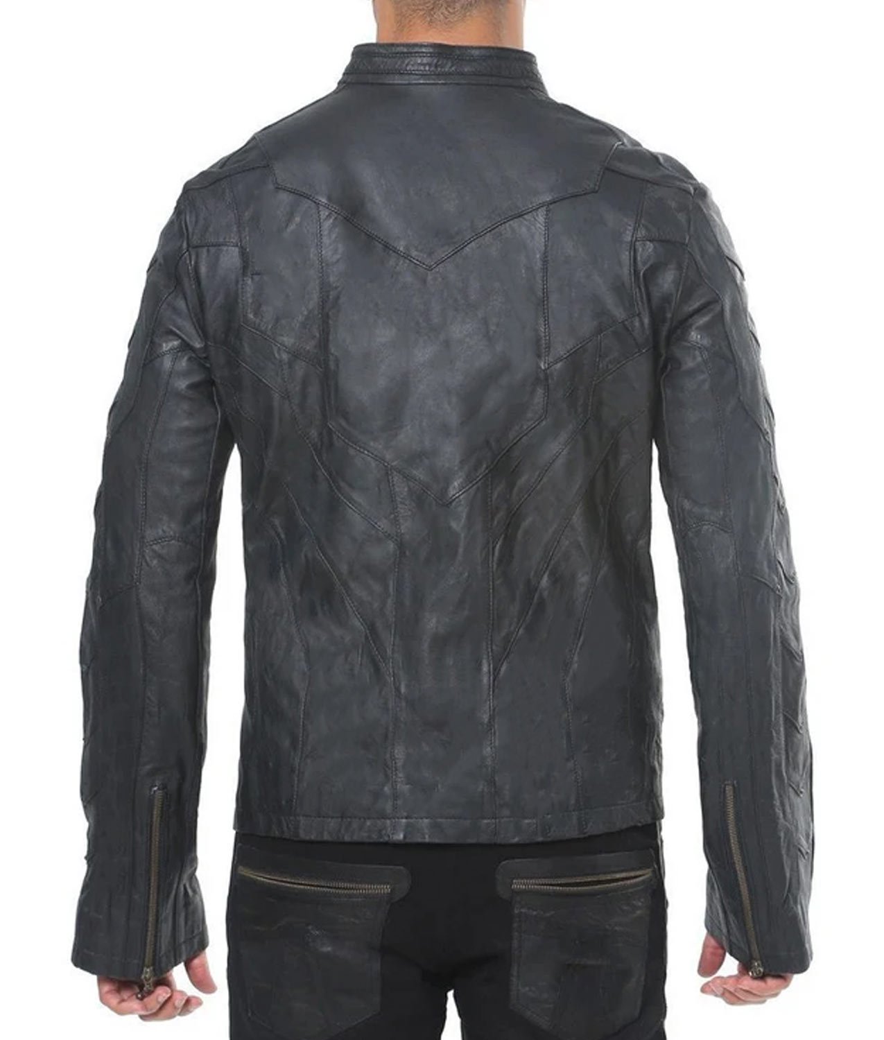 Mens Studded Black Leather Jacket