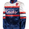 NY Knicks Hardwood Classics Blue and White Bomber Jacket