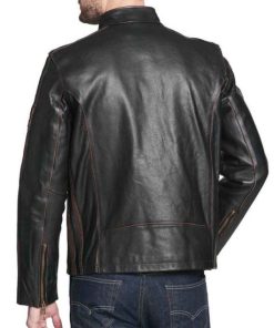Mens Antique Brown Striped Cycle Black Rivet Jacket