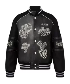 replica-louis-vuitton-black-varsity-leather-jacket