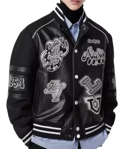 replica-louis-vuitton-black-varsity-leather-jacket