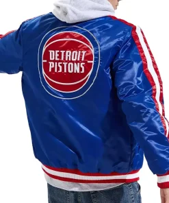 Alternative view of Detroit Pistons Striped Varsity Blue Jacket