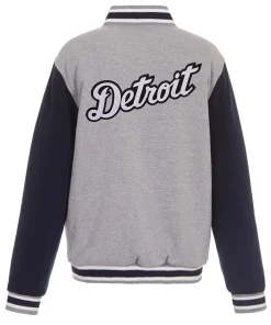 Detroit Tigers Navy Blue and Gray Varsity Wool Jacket