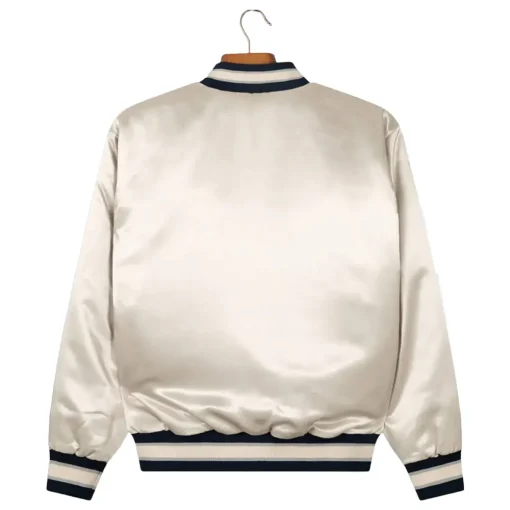 mercer white varsity satin jacket