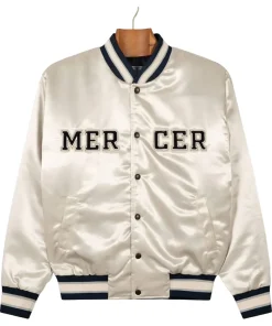 mercer white varsity satin jacket