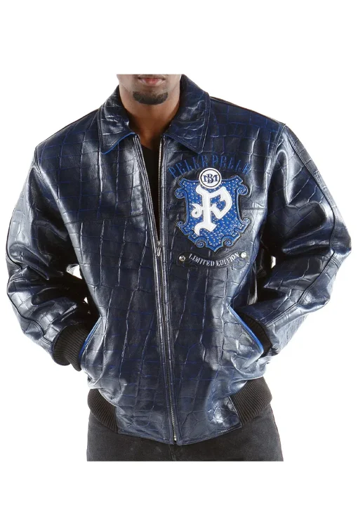 Limited Edition Blue Pelle Pelle Leather Jacket - Image 2