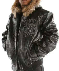 pelle-pelle-crocodile-leather-black-jacket