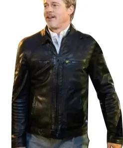 brad-pitt-wolfs-2024-movie-black-leather-jacket