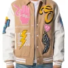 sugarhill-danger-letterman-light-brown-bomber-jacket
