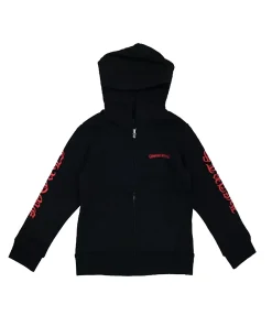 chrome-hearts-kids-scroll-logo-hoodie-black