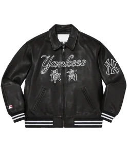 supreme-new-york-yankees-black-leather-jacket