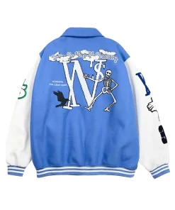 skeleton-flocking-blue-varsity-jacket