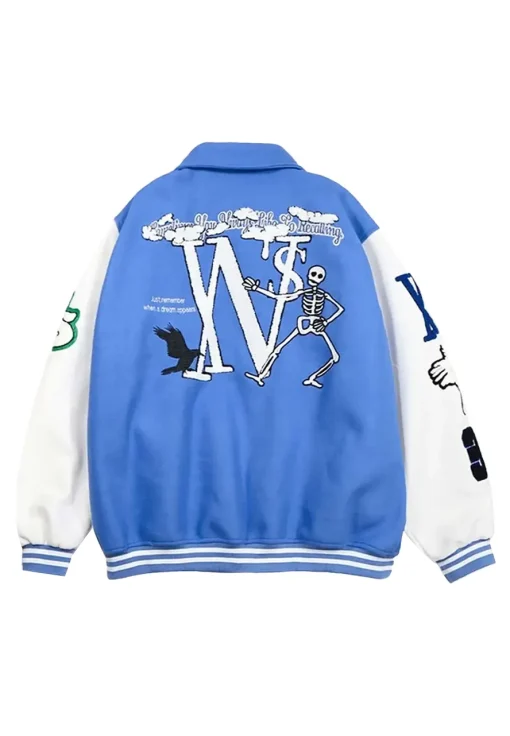 skeleton-flocking-blue-varsity-jacket