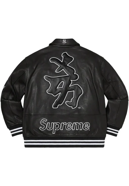 supreme-new-york-yankees-black-leather-jacket