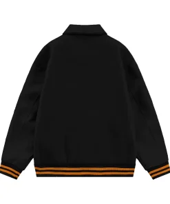 black-collared-jacket-black-leather-sleeves-orange-stripes